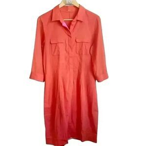 Elie Tahari Women's Dark Coral Linen/Viscose/Spandex Sheath Dress